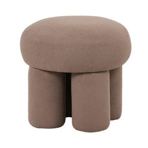 6  Puff Redondo Conexao Rivatti 45 cm -Altura- Estofado em Boucle Cinza Quente